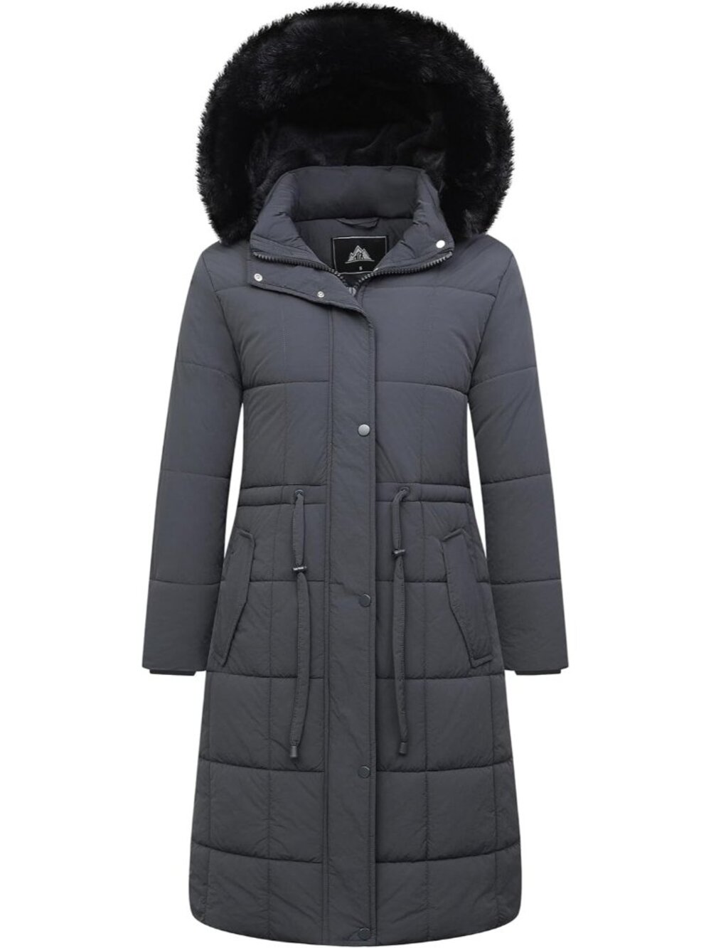 Women's Dark Grey Long Warm Snow Parka Windproof Waterproof Winter Coat